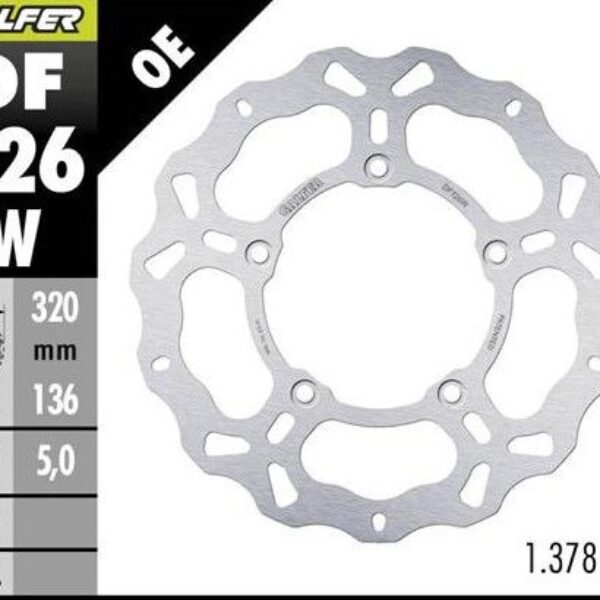 GALFER TARCZA HAMULCOWA TYŁ BMW K 1600GT ’11; K 1600 GRAND AMERICA ’18- (WAVE FIXED) (320X136X5MM)