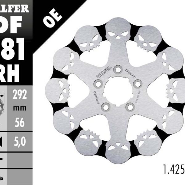 GALFER TARCZA HAMULCOWA PRZÓD / TYŁ HARLEY-DAVIDSON (292X56X5) SKULL (WZÓR CZASZKI) (PATRZ OPIS)
