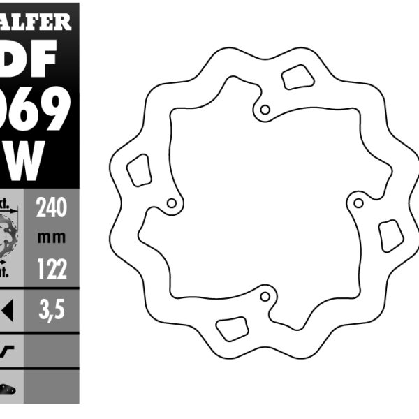 Tarcza Hamulcowa Tył Honda CR 125R/250R ’95-’07, CR 500 ’95-’00, CRF 250R/450R ’02- Wave (240X122X4Mm) | Galfer