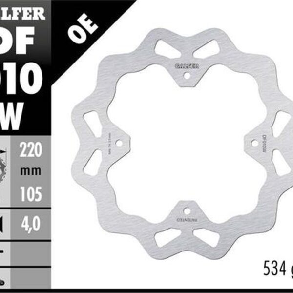 Tarcza Hamulcowa Tył Honda CRF 250L/M ’13-; CRF 300L Rally ’21-; FMX 650 ’05-; NX 650 Dominator ’93-’01; SLR 650 ’96- (Wave Fixed) (220X105X4Mm) | Galfer