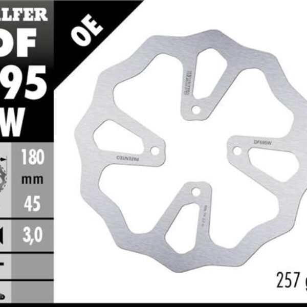 GALFER TARCZA HAMULCOWA TYŁ KTM 65 SX ’23-’24; HUSQVARNA TC 65 ’23-’24; GAS GAS MC 65 ’23-’24 (180X45X3) (4X6,25MM) WAVE