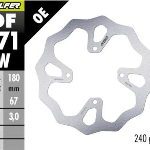 GALFER TARCZA HAMULCOWA TYŁ KTM 65 SX ’25-, HUSQVARNA TC 65 ’25-, GAS GAS MC 65 ’25- (180X67X3) WAVE