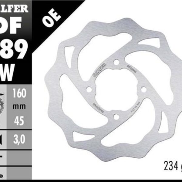 GALFER TARCZA HAMULCOWA TYŁ KTM 65 SX ’98-’22, GAS GAS MC 65 ’21-22 (160X45X3) (4X6,5MM) WAVE