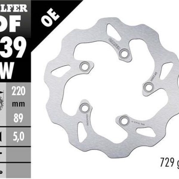 GALFER TARCZA HAMULCOWA TYŁ SUZUKI SV 650S ’03-’06; SV 1000 ’03-; TL 1000S/R ’97; GSX-R 600 ’97-’10; GSX-R 750 ’96-’10; GSX-R 1000 ’01-’15 (WAVE FIXED) (220X89X5MM)
