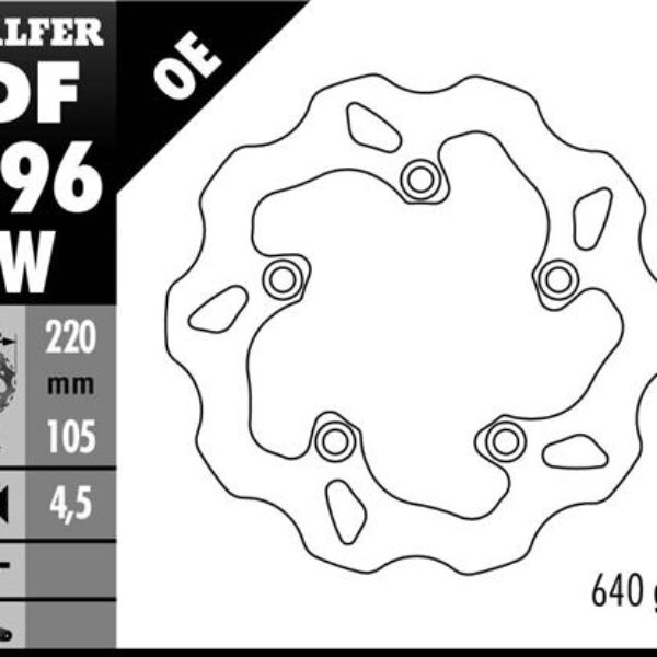 GALFER TARCZA HAMULCOWA TYŁ YAMAHA R6 03-16, R1 04-14 (220X105X4,5) WAVE (NG903)