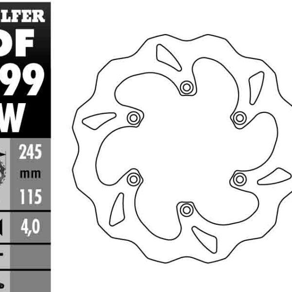 GALFER TARCZA HAMULCOWA TYŁ YAMAHA YZ 125/250 ’02-’17, YZF/WRF 250/426/450 ’02-’15 WAVE (245X115X4MM)
