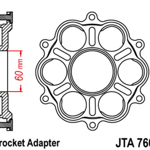 Adapter Zębatki Tylnej Ducati 1098/1099/1198, Multistrada 1200, Diavel 1198 | JT