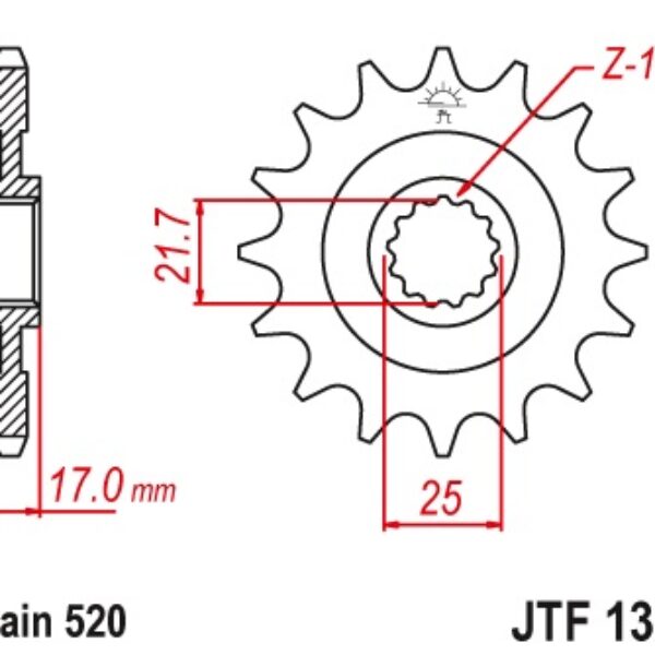 Zębatka Przednia 2042 16 z Gumą Honda CB 500F/X ’13-’15, CBR 500R ’13-’15 (204216Jtrb) (Łańc. 520) | JT
