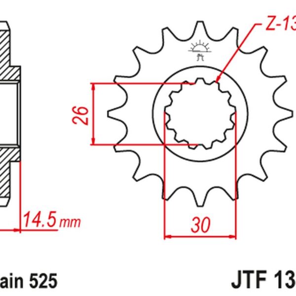 Zębatka Przednia 2047 14 Honda CB 750F2 ’92-’00 (204714JT) (Łańc. 525) | JT