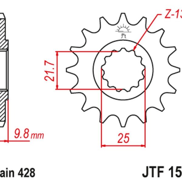Zębatka Przednia 2049 20 Yamaha FZR 400 ’88-95′, SR 400 ’88-17′ SR 500 ’91-00′ (204920JT) (Łańc. 428) | JT