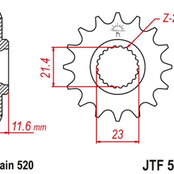 Zębatka Przednia 2051 13 Yamaha TT 250 ’93-04′ (205113JT) (Łańc. 520) | JT