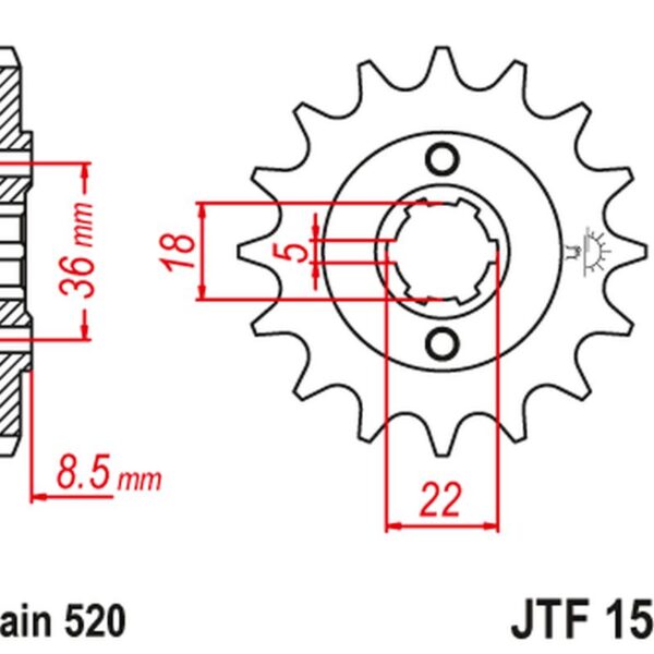 Zębatka Przednia 2052 14 Yamaha XT 250 TL (Japan) ’83-84′ SRX 250 ’87’ (205214JT) (Łańc. 520) NA Zamówienie | JT