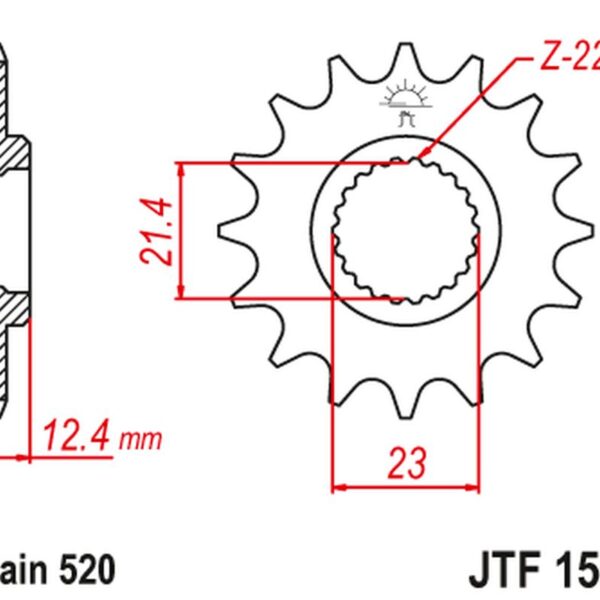 Zębatka Przednia 2054 14 Yamaha YFM 250 RAPTOR ’08-13′ (205414JT) (Łańc. 520) | JT