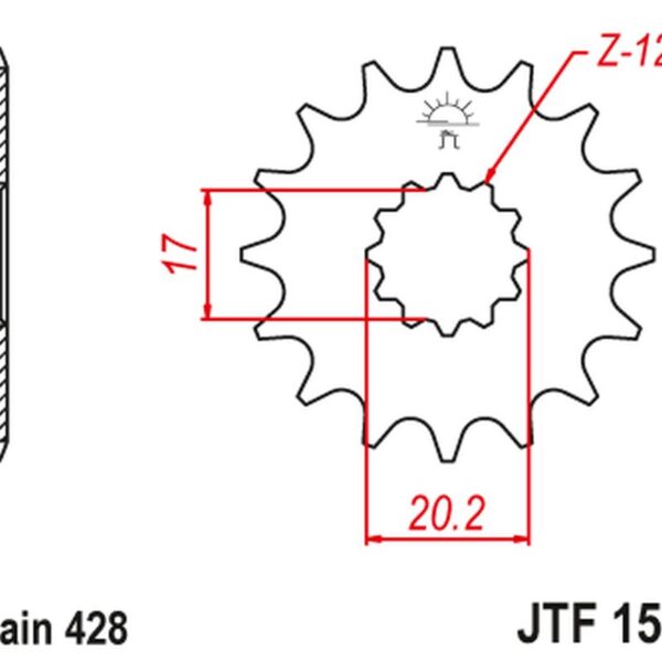 Zębatka Przednia 2064 12 Yamaha TZR 50 (Spain) (206412JT) (Łańc. 428) Konwersja | JT