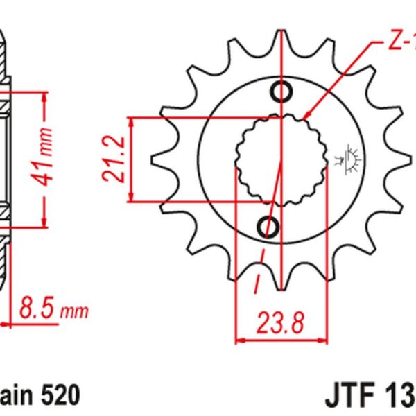 Zębatka Przednia 2071 13 Honda XR 400 ’96-’05, TRX 400 (207113JT) (Łańc. 520) | JT