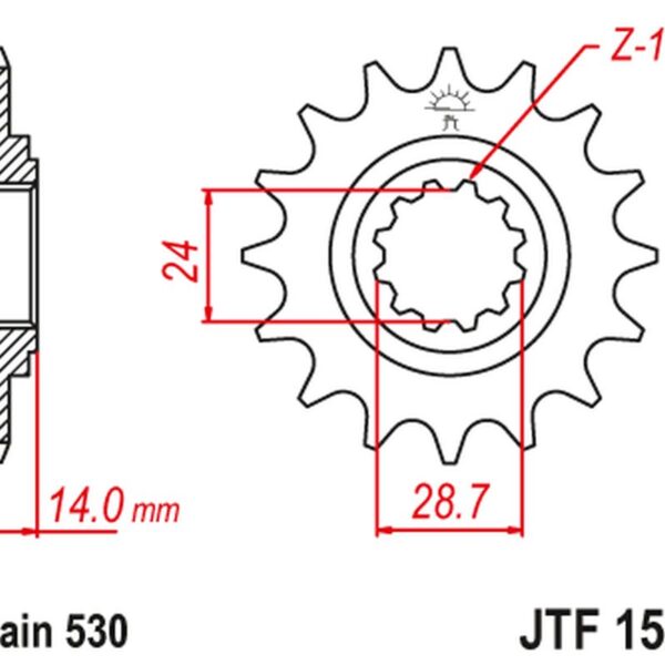 Zębatka Przednia 2077 17 Kawasaki ZRX 1100/1200 ’97-06 (207717JT) (Łańc. 530) | JT