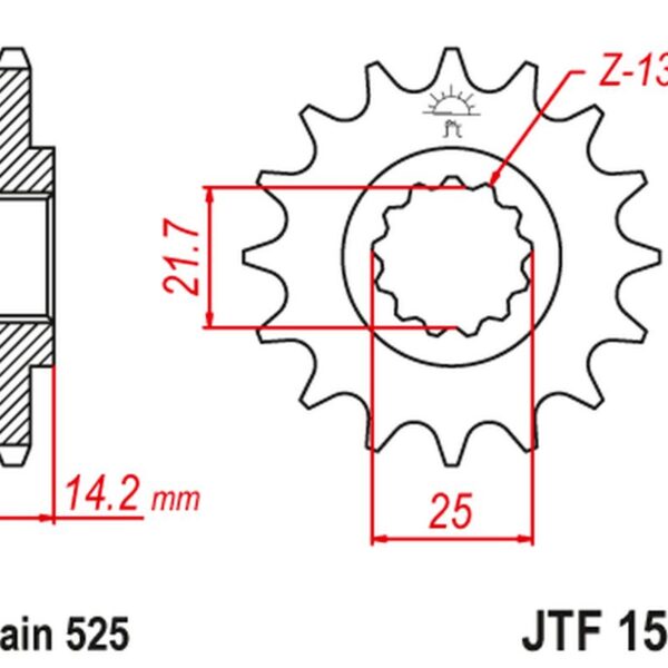 Zębatka Przednia 2083 15 Kawasaki ZR 750 ’95-99′ (208315JT) (Łańc. 525) | JT