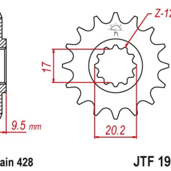 Zębatka Przednia 2084 13 KTM SX 85 04-17 (208413JT) (Łańc. 428) | JT