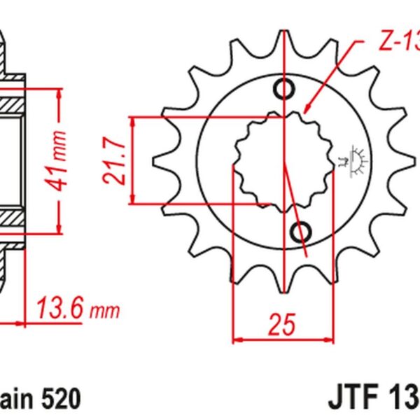 Zębatka Przednia 2093 14 Kawasaki ZX6R ’03-’06 (2093M14Jt) (Łańc. 520) | JT