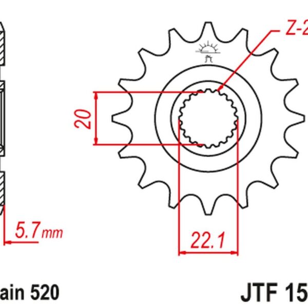 Zębatka Przednia 2103 13 Yamaha YZF 250 ’01-’25, YZ 125 ’05-’25, WR 250F ’01-’25 (ORGY.) (210313JT) (Łańc. 520) | JT