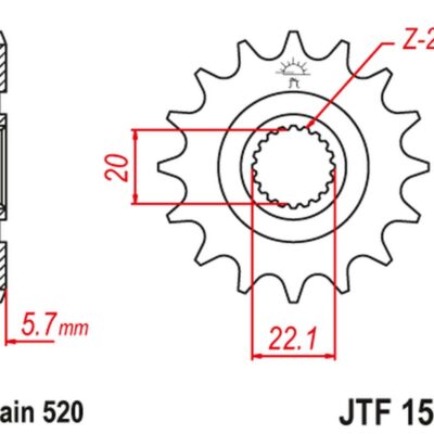 JT ZĘBATKA PRZEDNIA 2103 14 YAMAHA YZF 250 '01-'25, WR 250F '01-'25 (210314JT) (ŁAŃC. 520)