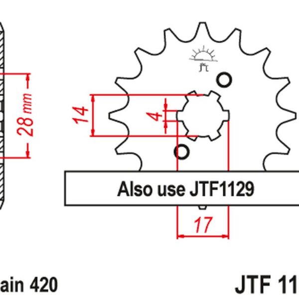 Zębatka Przednia 2107 12 Derbi Gpr/Senda 50 ’00-’06, Gilera GP 50 ’02-’03, Zulu 50 ’01-’02 (Łańc. 420) | JT