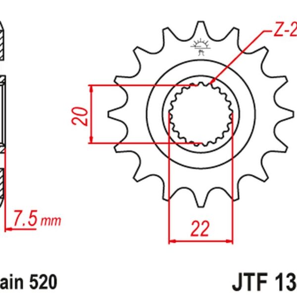 Zębatka Przednia 2120 12 Honda CR 125R ’04-’07, CRF 250R/X ’04-’17 (212012JT) (Łańc. 520) | JT
