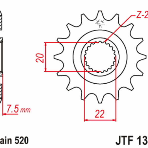 Zębatka Przednia 2120 13 Honda CR 125R ’04-’07, CRF 250R/X ’04-’17 (Łańc. 520) | JT
