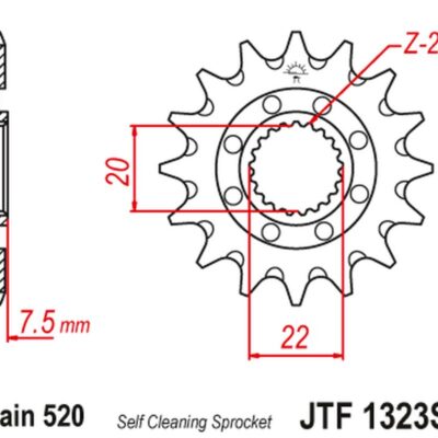 JT Zębatka napędowa - HONDA CR 125R (2004-2017) - JTF1323.14SC