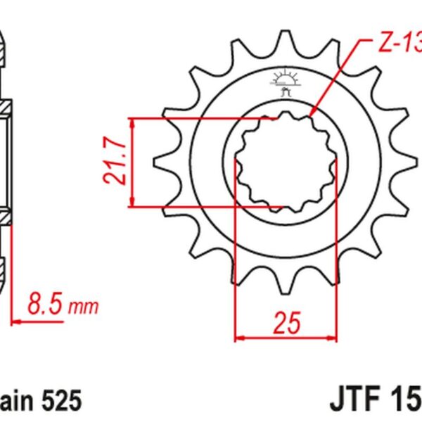 Zębatka Przednia 2137 19 Kawasaki ZX10R ’04-’18 (213719JT) (Łańc. 525) | JT