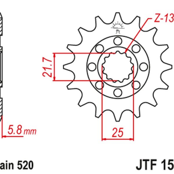 Zębatka Przednia 2141 13 Kawasaki KXF 450 ’06-20′ KLX 450 ’08-20′ (214113JT) (Łańc. 520) | JT