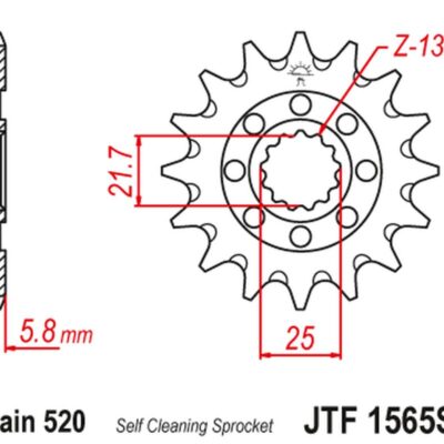 JT Zębatka napędowa - KAWASAKI KXF 450 ' KLX 450... (2006-2020) - JTF1565.14SC