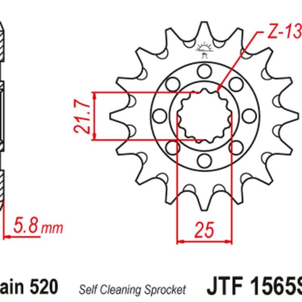 Zębatka Przednia 2141 14 Kawasaki KXF 450 ’06-20′ KLX 450 ’08-20′ Samoczyszcząca (214114JT) (Łańc. 520) | JT