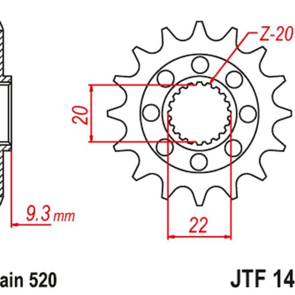 Zębatka Przednia 2146 13 Kawasaki KXF 250 ’06-’17 (214613JT) (Łańc. 520) | JT