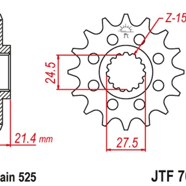 Zębatka Przednia 2150 17 Aprilia 750/900 Dorsoduro/Abs ’07-’19, Shiver/GT/ABS ’07-’19 1200 Dorsoduro/Abs ’11-’16 (215017JT) (Łańc. 525) | JT