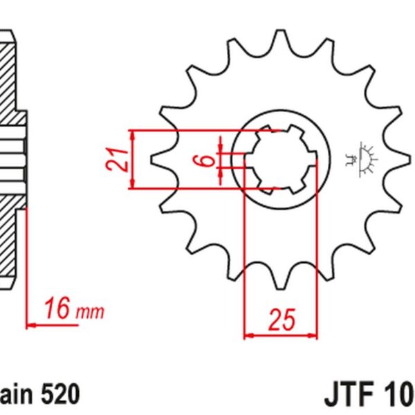 Zębatka Przednia 2152 14 Kymco 250 Venox ’04-09′ (215214JT) (Łańc. 520) | JT