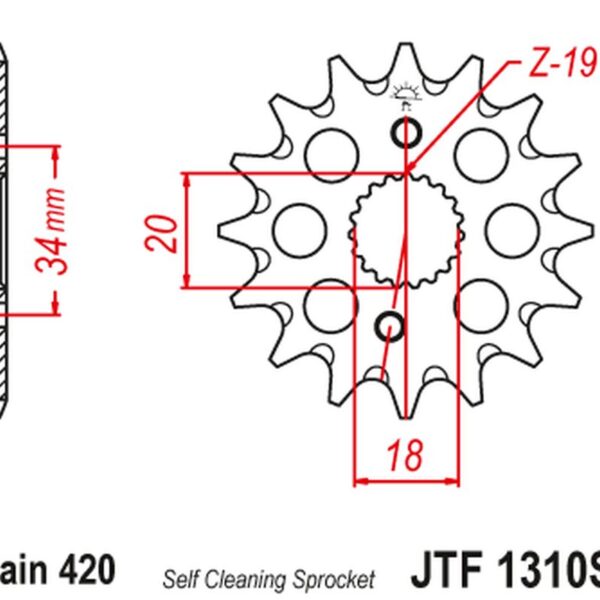 Zębatka Przednia 2157 14 Honda CRF 150 ’07-20′ (215714JT) (Łańc. 420) Samooczyszczająca | JT