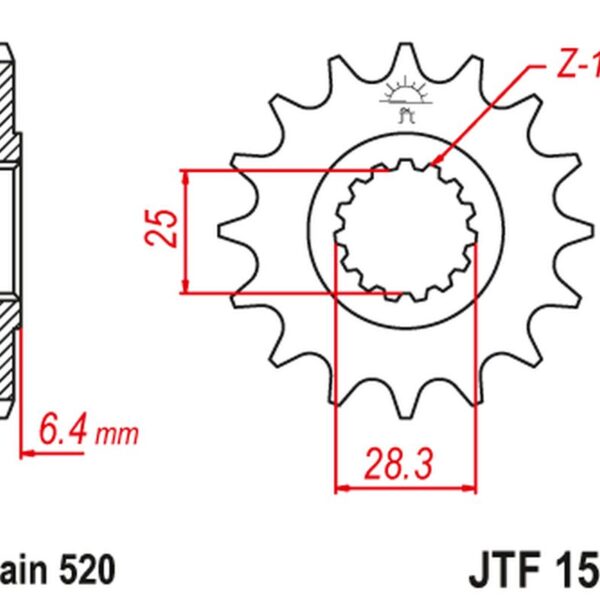 Zębatka Przednia 2168 16 Yamaha YFZ 450/YFM 700 RAPTOR ’06-’19 (216816JT) (Łańc. 520) | JT