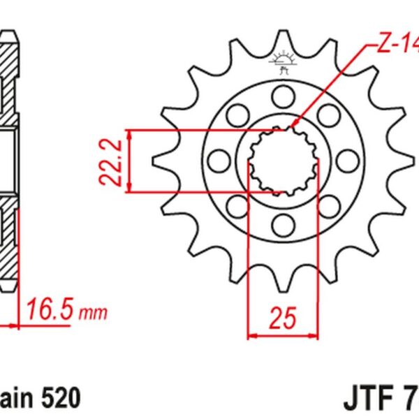 Zębatka Przednia 2171 14 Ducati 848/1098/1198 ’07-’15 (217114JT) (Mod. Łańc. 520) | JT