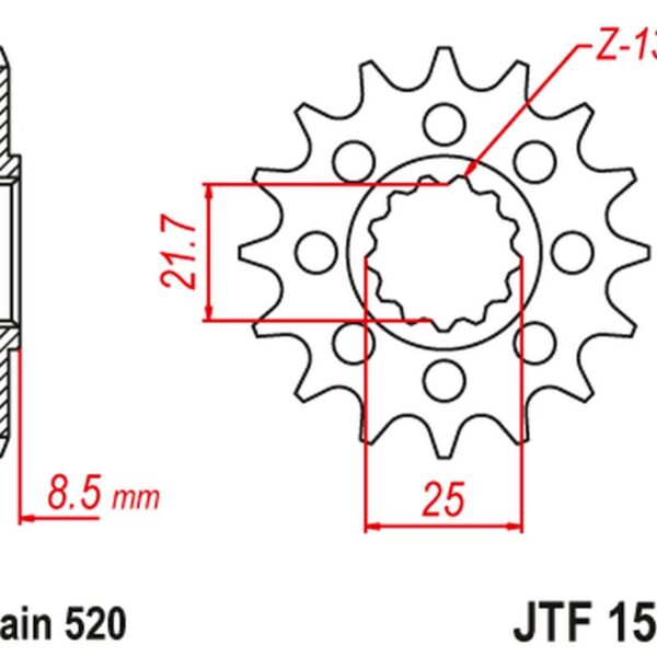 Zębatka Przednia 2179 16 Kawasaki ZX 10R 04-18 (217916JT) (Przejście NA Łańcuch 520) | JT