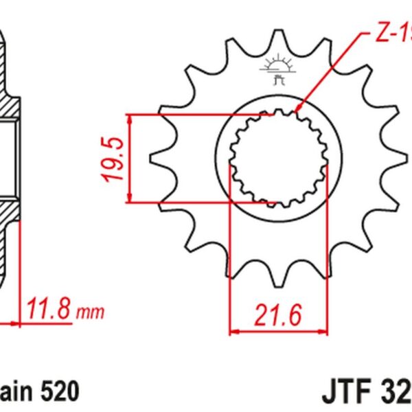 Zębatka Przednia 2180 12 Polaris 250/300/350/400/425 ’89-99′ (218012JT) (Łańc. 520) | JT