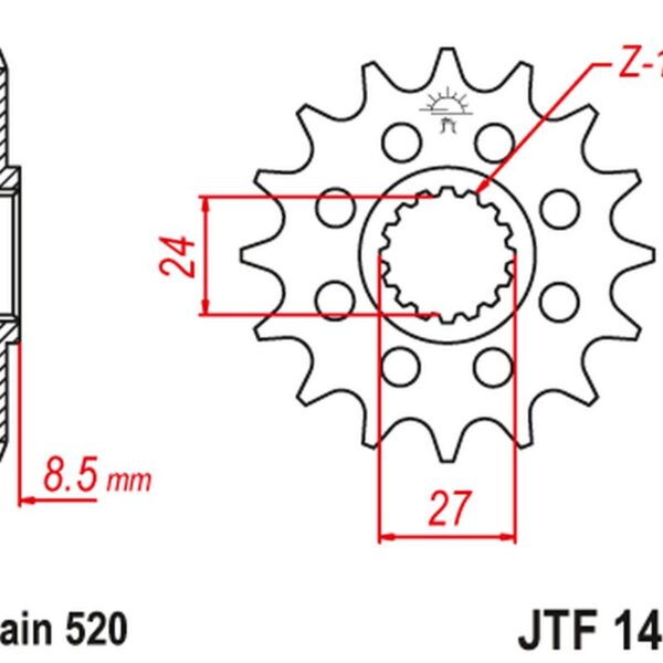 Zębatka Przednia 2192 15 Suzuki Gsxr 1000 ’09-16′ (219215JT) (Łańc. 520) Konwersja | JT