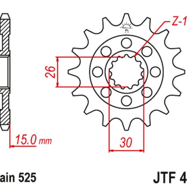 Zębatka Przednia 2198 14 Bmw S1000RR ’09-’20 (219814JT) (Łańc. 525) (-3) | JT