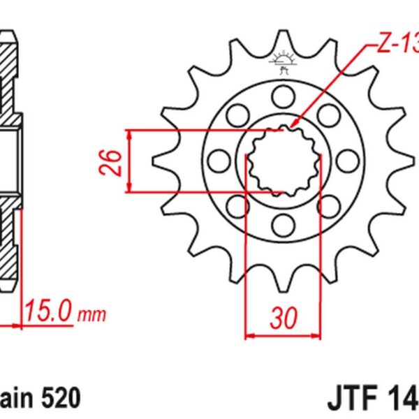 Zębatka Przednia 2199 17 BMW S1000 RR, ’09-22′, 1000 HP4 ’13-15′ (219917JT) (Łańc. 520) | JT