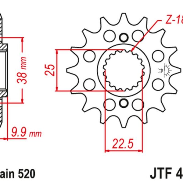 Zębatka Przednia 2200 13 Bmw G 450 X ’08-11′, Husqvarna 449/511 TC/TE/Sm ’11-12′ (220013JT) (Łańc. 520) | JT