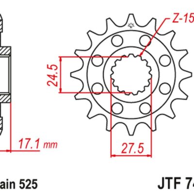 JT Zębatka napędowa - DUCATI PANIGALE 1199/1299 (... (2012-2016) - JTF749.15RB