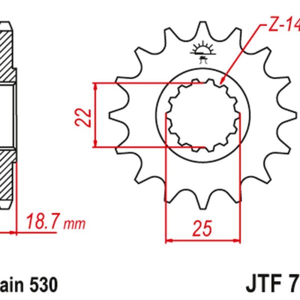 JT Zębatka napędowa – DUCATI MULTISTRADA 1200 (22… (2010-2016) – JTF743.15RB