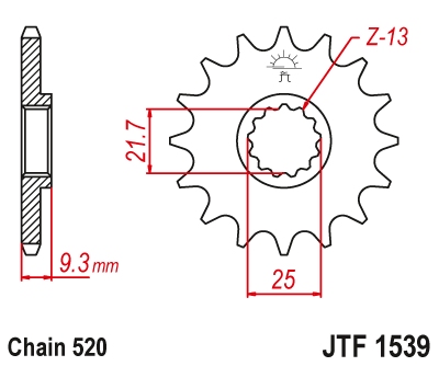 JT Zębatka napędowa - KAWASAKI EX250/300 NINJA (2... (2008-2016) - JTF1539.15