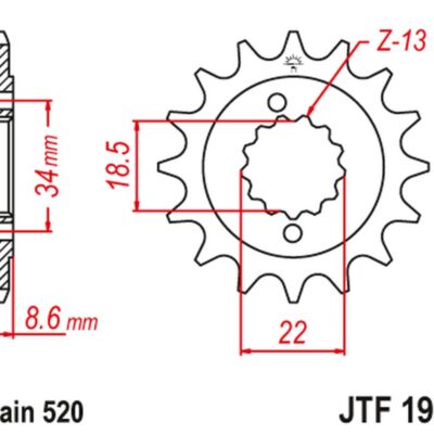JT Zębatka napędowa - KTM 390 DUKE (2013-2018) - JTF1908.15RB