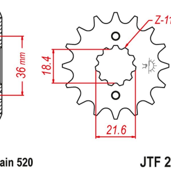 Zębatka Przednia 2506 13 Honda XL 250 S/M/N (MD26, MD31), AX 1 (250613JT) (Łańc. 520) | JT